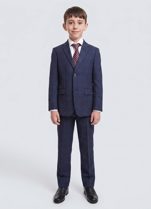 T.o. Slim Fit Blue Plaid Two Button Boys Suit - The Suit Depot