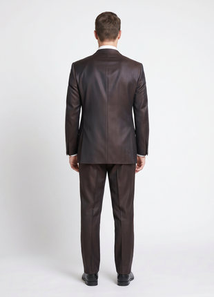 Blujacket Mens Solid Dark Brown Regular Fit Reda Wool 2 Button Suit