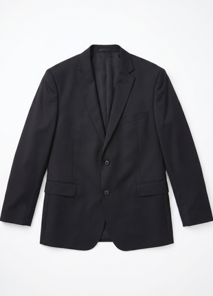 Men's Raphael Classic Fit Solid Black Two Button 2 Piece 100% Wool Suit - The Suit Depot