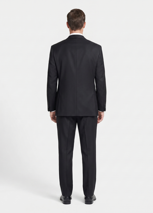 Men's Raphael Classic Fit Solid Black Two Button 2 Piece 100% Wool Suit - The Suit Depot