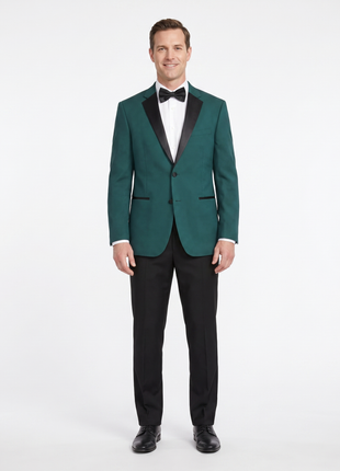 Caravelli Emerald Green Slim Fit Satin Notch Lapel 2-Button Tuxedo Suit - The Suit Depot