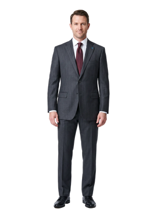 Blujacket Charcoal Gray Pinstripe Wool Notch Lapel 2-Piece Suit - The Suit Depot