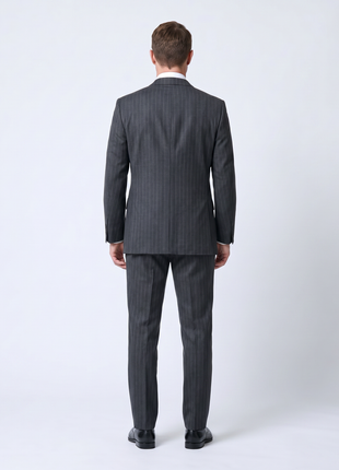 Blujacket Charcoal Gray Pinstripe Wool Notch Lapel 2-Piece Suit - The Suit Depot