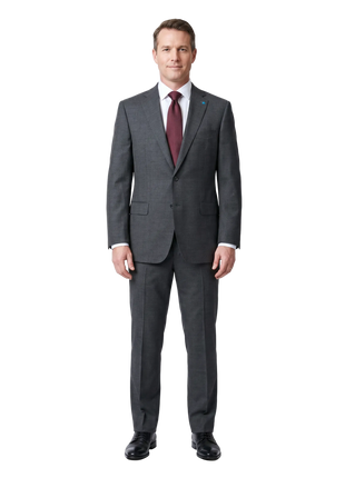 Blujacket Charcoal Gray  Wool Regular Fit Notch Lapel 2-Button Suit - The Suit Depot