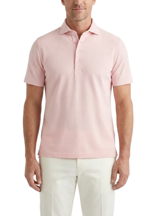 Atica Peach Dress Collar Short Sleeve Cotton Stretch Performance Polo Shirt