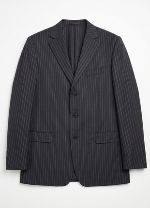 Z Zegna Mens Charcoal Pinstripe Notch Lapels Classic Fit 3-Button Wool Suit - 40R
