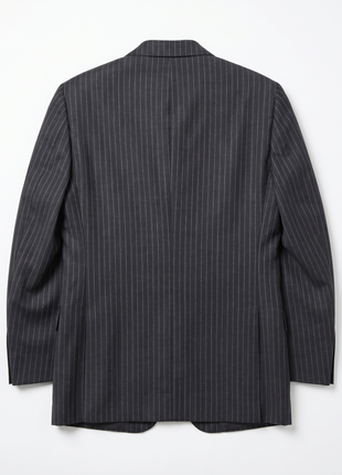 Z Zegna Mens Charcoal Pinstripe Notch Lapels Classic Fit 3-Button Wool Suit - 40R