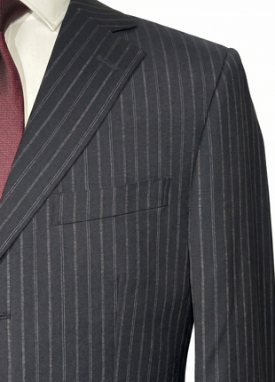 Z Zegna Mens Charcoal Pinstripe Notch Lapels Classic Fit 3-Button Wool Suit - 40R