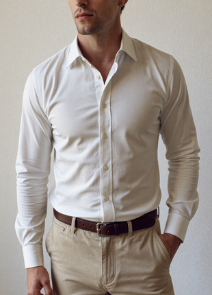 Christopher Morris Men's 100% Cotton Non-Iron White Slim Fit French Cuff Dress Shirt