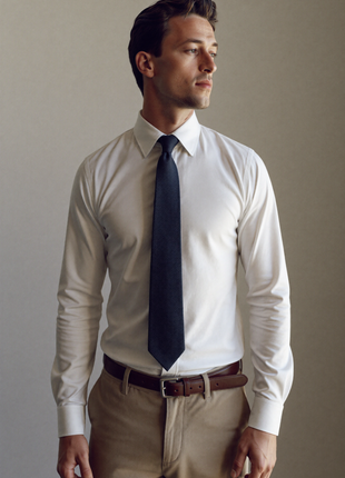 Christopher Morris Men's 100% Cotton Non-Iron White Slim Fit French Cuff Dress Shirt