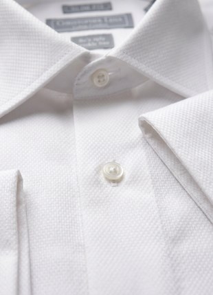 textured white dress shirt Mens Slim Fit White Textured Spread French Cuff Wrinkle Free Cotton Dress Shirt, 17 / 32/33
