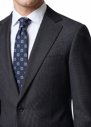 Sartoria Mazara Micro Textured Weave Black Classic Fit Notch Lapel 2-Button Wool Suit