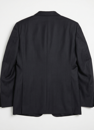 Z Zegna Mens Black Pinstripe Notch Lapels Classic Fit 2-Button Wool Suit - 40L