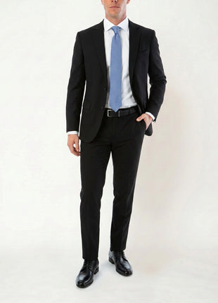 Sartoria Mazara Black Fine Crosshatch Weave Slim Fit Wool 2-Button Suit