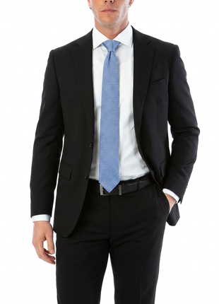 Sartoria Mazara Black Fine Crosshatch Weave Slim Fit Wool 2-Button Suit
