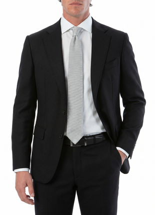 Sartoria Mazara Black Micro-Textured Slim Fit Notch Lapel 2-Button Wool Suit