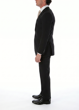 Sartoria Mazara Micro-Textured Black Classic Fit Notch Lapel Wool 2-Button Suit