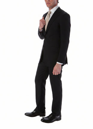 Sartoria Mazara Micro-Textured Black Classic Fit Notch Lapel Wool 2-Button Suit