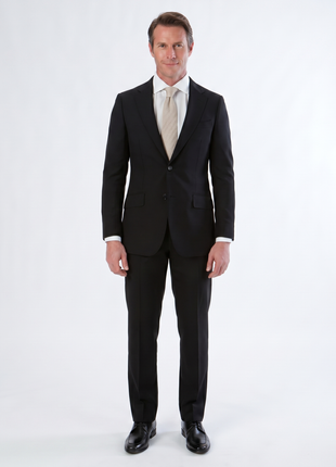 Sartoria Mazara Micro-Textured Black Classic Fit Notch Lapel Wool 2-Button Suit