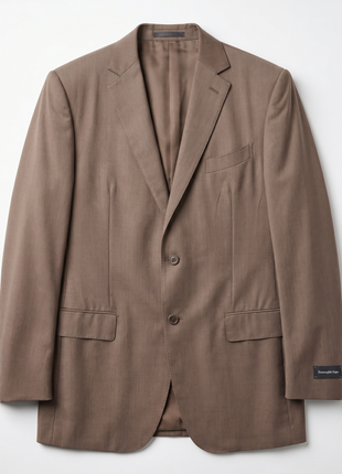 Ermenegildo Zegna Trofeo Mens Brown Herringbone Notch Lapel Classic Fit 2-Button Wool Suit - 42L