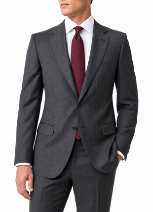 Ermenegildo Zegna Mens Gray Pinstripe Notch Lapel Classic Fit 2-Button Wool Suit - 42L