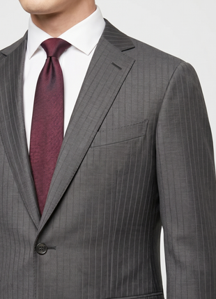 Ermenegildo Zegna Mens Gray Pinstripe Notch Lapel Classic Fit 2-Button Wool Suit - 42L