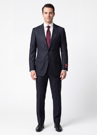 Sartoria Mazara Mens Black Tonal Stripe Slim Fit Wool 2-Button Suit