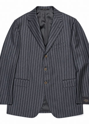 Sartoria Partenopea Mens Charcoal Chalk Stripe Notch Lapel Classic Fit 3-button Wool Suit - 44R