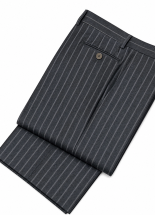 Sartoria Partenopea Mens Charcoal Chalk Stripe Notch Lapel Classic Fit 3-button Wool Suit - 44R