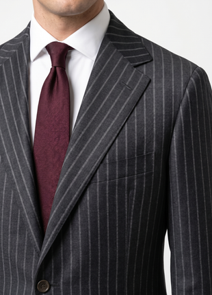 Sartoria Partenopea Mens Charcoal Chalk Stripe Notch Lapel Classic Fit 3-button Wool Suit - 44R