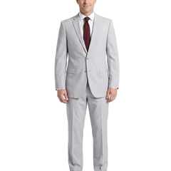 Kenneth Cole New York Gray Pinstriped Cotton Slim Fit Notch Lapel 2-button Suit - The Suit Depot