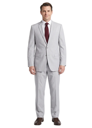 Kenneth Cole New York Gray Pinstriped Cotton Slim Fit Notch Lapel 2-button Suit - The Suit Depot
