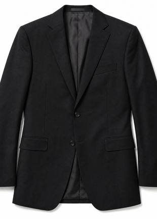Mens Solid Black Slim Fit VBC Wool Prehemmed 2-Button Suit - The Suit Depot