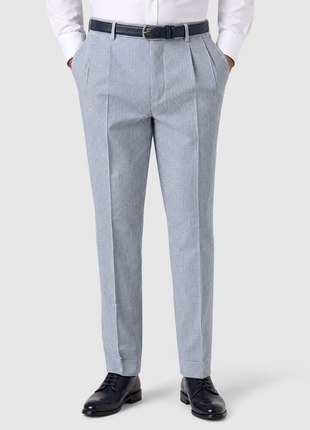 Blujacket Mens Azure Blue Subalpino Cotton Regular Fit Seersucker Suit - The Suit Depot