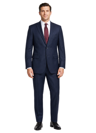 Bellucci By Steven Land Navy Blue  Wool Regular Fit Notch Lapel 2-Piece Suit - The Suit Depot