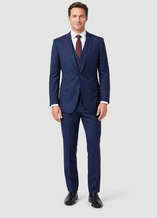 Caravelli Mens Solid Blue Classic Fit Notch Lapel 3 Piece Suit - The Suit Depot