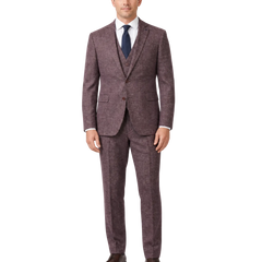 Amonce By Romaster Burgundy Wool Blend  Slim Fit notch Lapel 3 Piece Suit - The Suit Depot