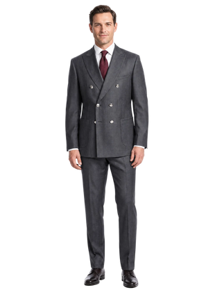 Romaster Charcoal Gray Wool Blend Slim Fit Double Breasted  2-Piece Suit - The Suit Depot