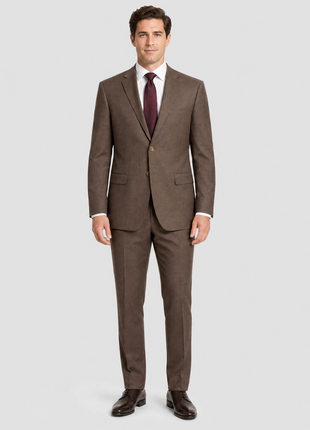 Prontomoda Brown Check Regular Fit Wool Notch Lapel 2 Piece  Suit - The Suit Depot