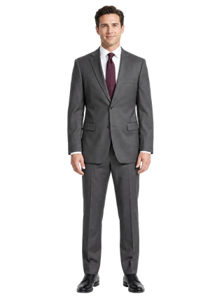 Designer Suit 299  Gray Wool Slim Fit  Notch Lapel 2-Piece Suit - The Suit Depot