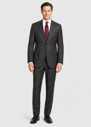Designer Suit 199  Dark Gray Wool Slim Fit  Notch Lapel 2-Piece Suit - The Suit Depot