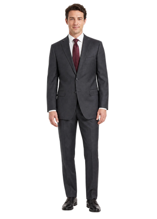 Blujacket Charcoal Gray Wool Regular Fit  Notch Lapel 2 button Suit - The Suit Depot