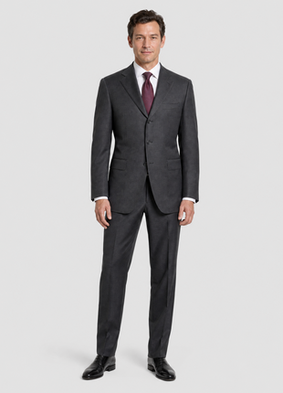 Sartoria Partenopea Mens Solid Charcoal Notch Lapel Slim Fit 3-button Wool Suit - 38R