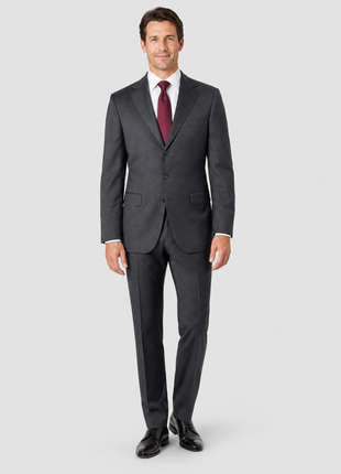 Sartoria Partenopea Mens Solid Charcoal Notch Lapel Slim Fit 3-button Wool Suit - 44R