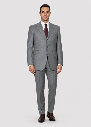 Sartoria Partenopea Mens Heather Gray Flannel Notch Lapel Classic Fit 3-button Wool Suit - 42R