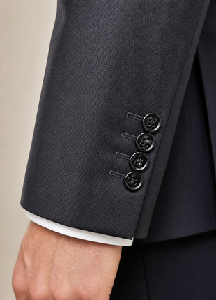 Armani Collezioni Solid Midnight Blue Modern Fit Notch Lapel 3-Piece Wool Suit 34R