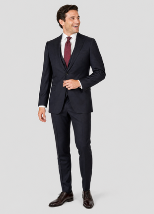 Armani Collezioni Solid Midnight Blue Modern Fit Notch Lapel 3-Piece Wool Suit 34R