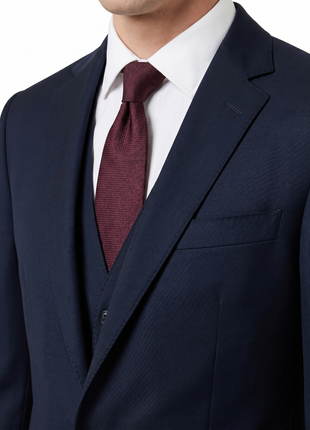 Armani Collezioni Solid Midnight Blue Modern Fit Notch Lapel 3-Piece Wool Suit 34R