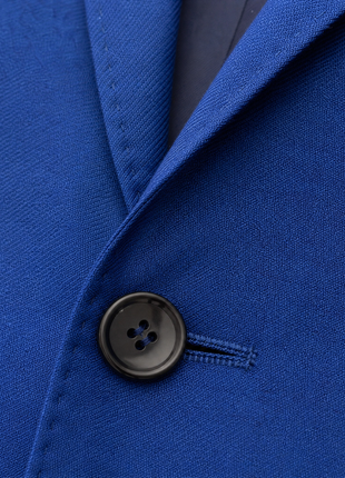Boss Heather Blue Slim Fit Notch Lapel Super 120 Wool Stretch 2 Button Suit 46R
