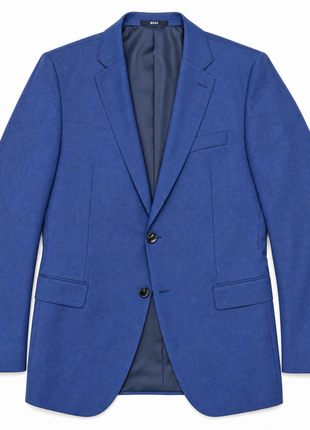 Boss Heather Blue Slim Fit Notch Lapel Super 120 Wool Stretch 2 Button Suit 46R